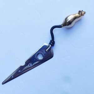 Michael Aram Signed  Hand Forged Sculpture Mouse Swiss Cheese Server Knife